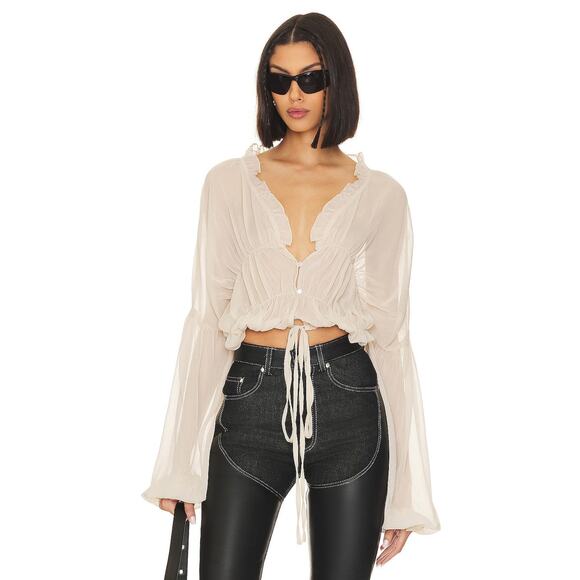 SNDYS Bali Long Sleeves Top in Cream - S - Picture 1 of 4
